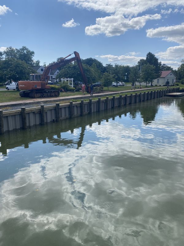 Commercial bulkhead construction along a canal
