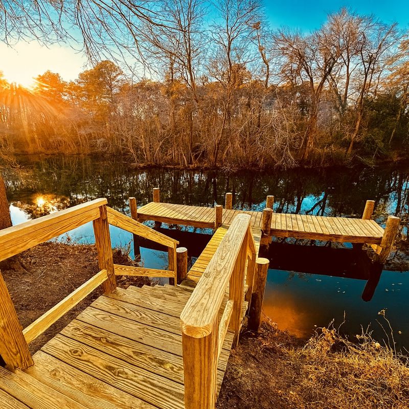 Waterfront deck and steps at the shoreline