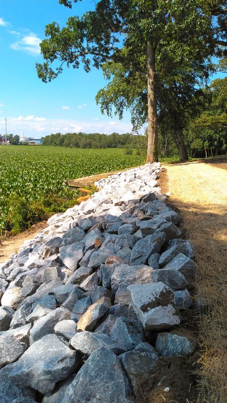 Stone erosion control along a shoreline
