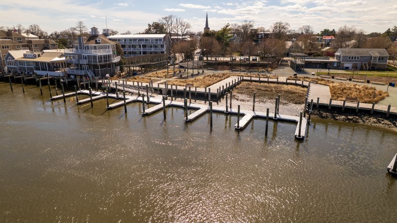 Aerial view of the Lewes Canalfront Park marina