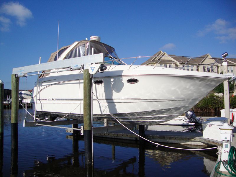 A boat lift installed by Hastings Marine Construction