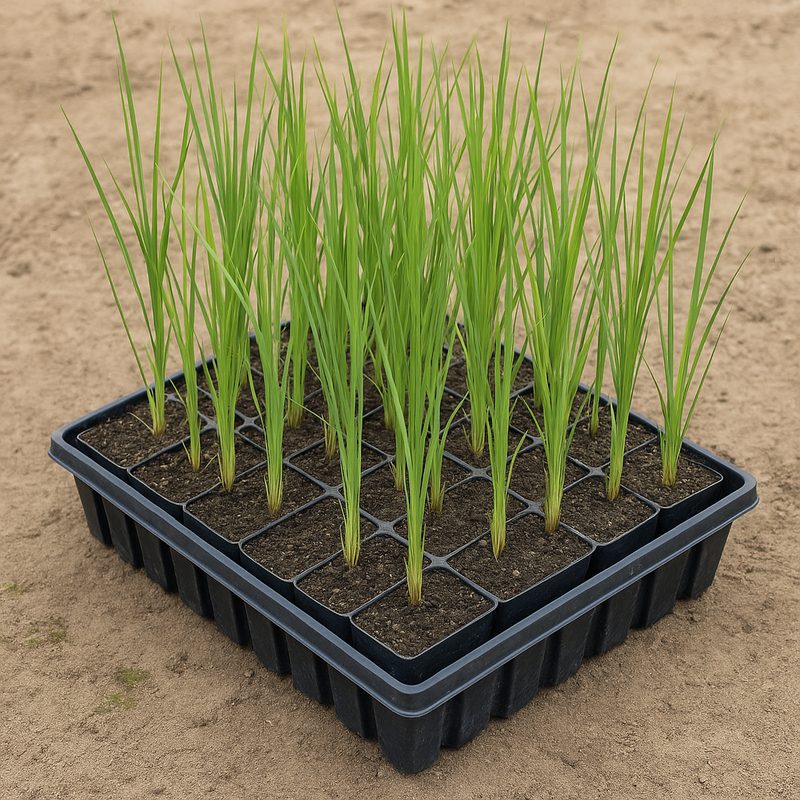 A tray of Spartina alterniflora plugs ready for planting.