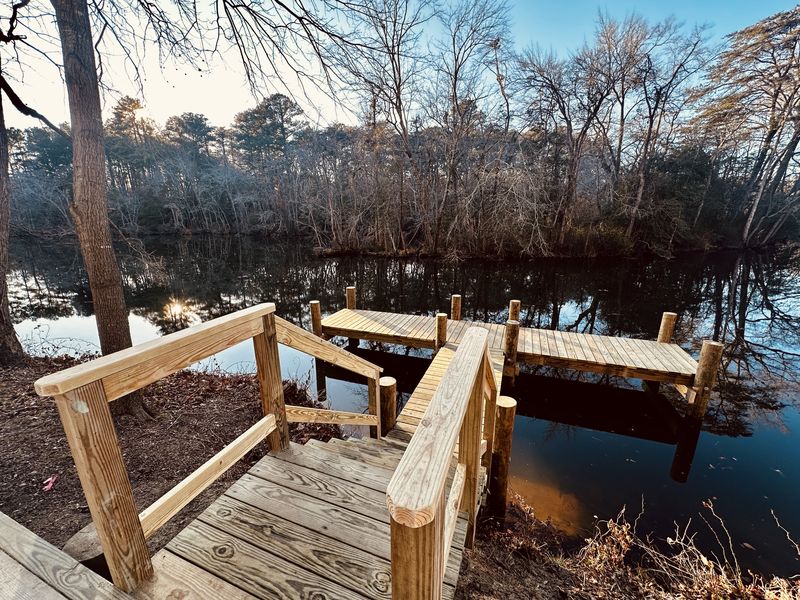 Pier and dock with access steps