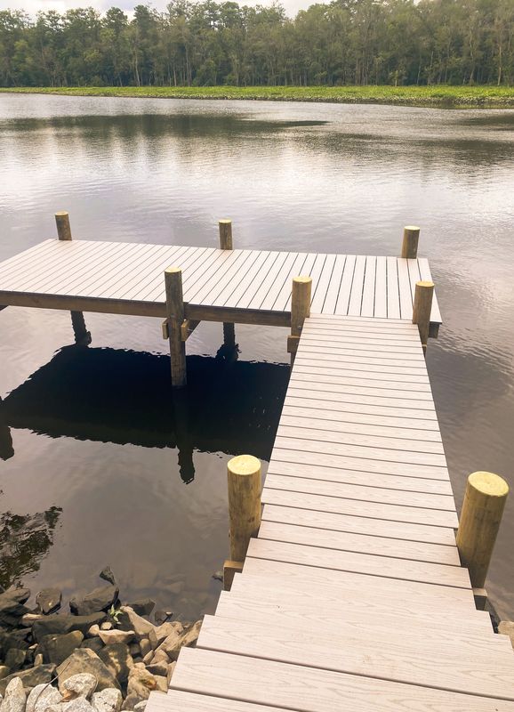 Pier and dock with PVC decking