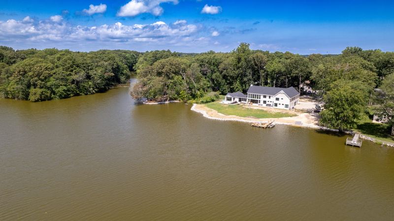 The finished shore protection, pier and dock, and stone boat ramp